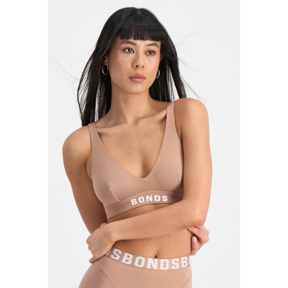 Bonds Women's Large Tan Chafe Off Bralette Wireless Athleisure Loungewear OS7-17